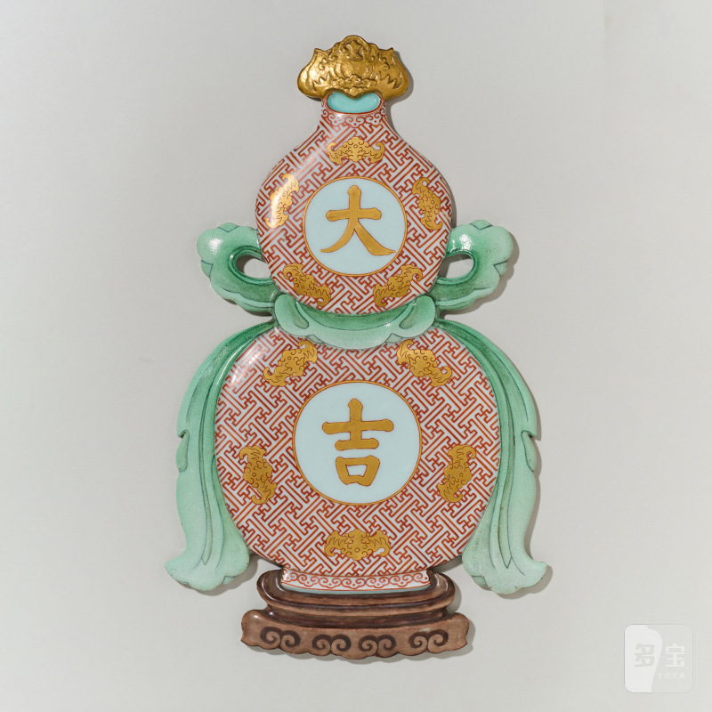 清乾隆 粉彩大吉葫芦壁瓶 - 图4